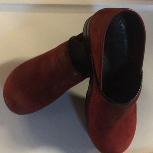 Red suede Danskos!